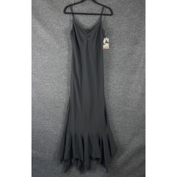 VTG Rampage Y2K 90s Maxi Dress Womens 7 Black Ruffle Whimsigoth Witchy Fairy NEW - Picture 1 of 15